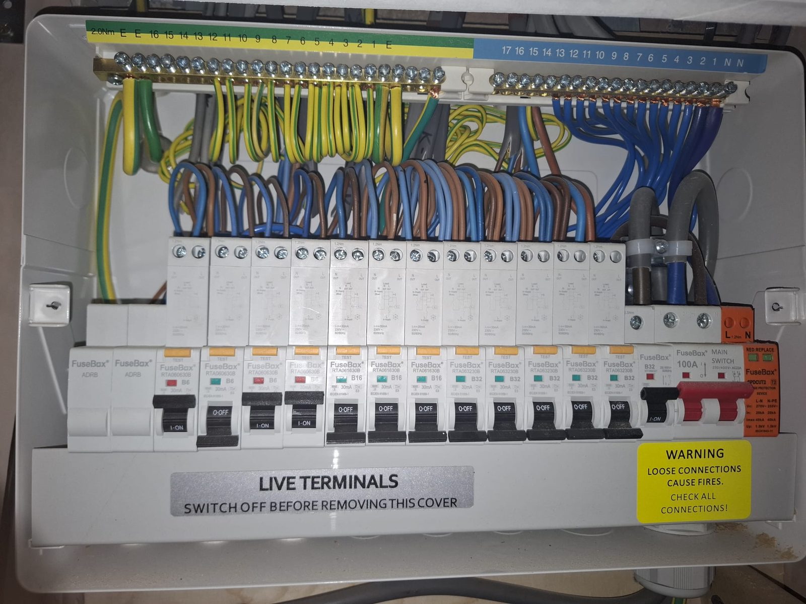 Newly installed consumer unit